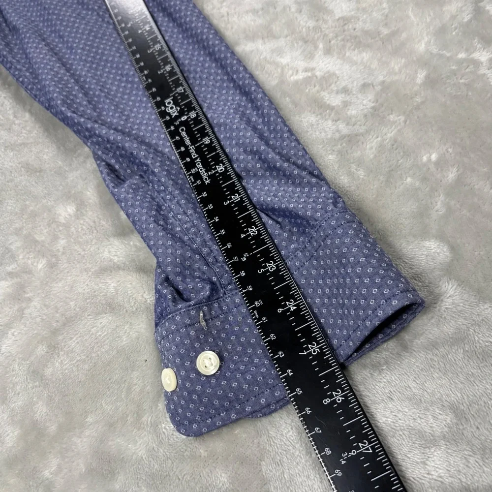 Banana Republic Mens Soft Wash Tailored Slim Fit Blue Diamond Pattern Shirt L